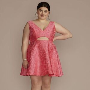 Jules and Cleo Plus Size 18 Short Jacquard Cutout A-Line Dress
